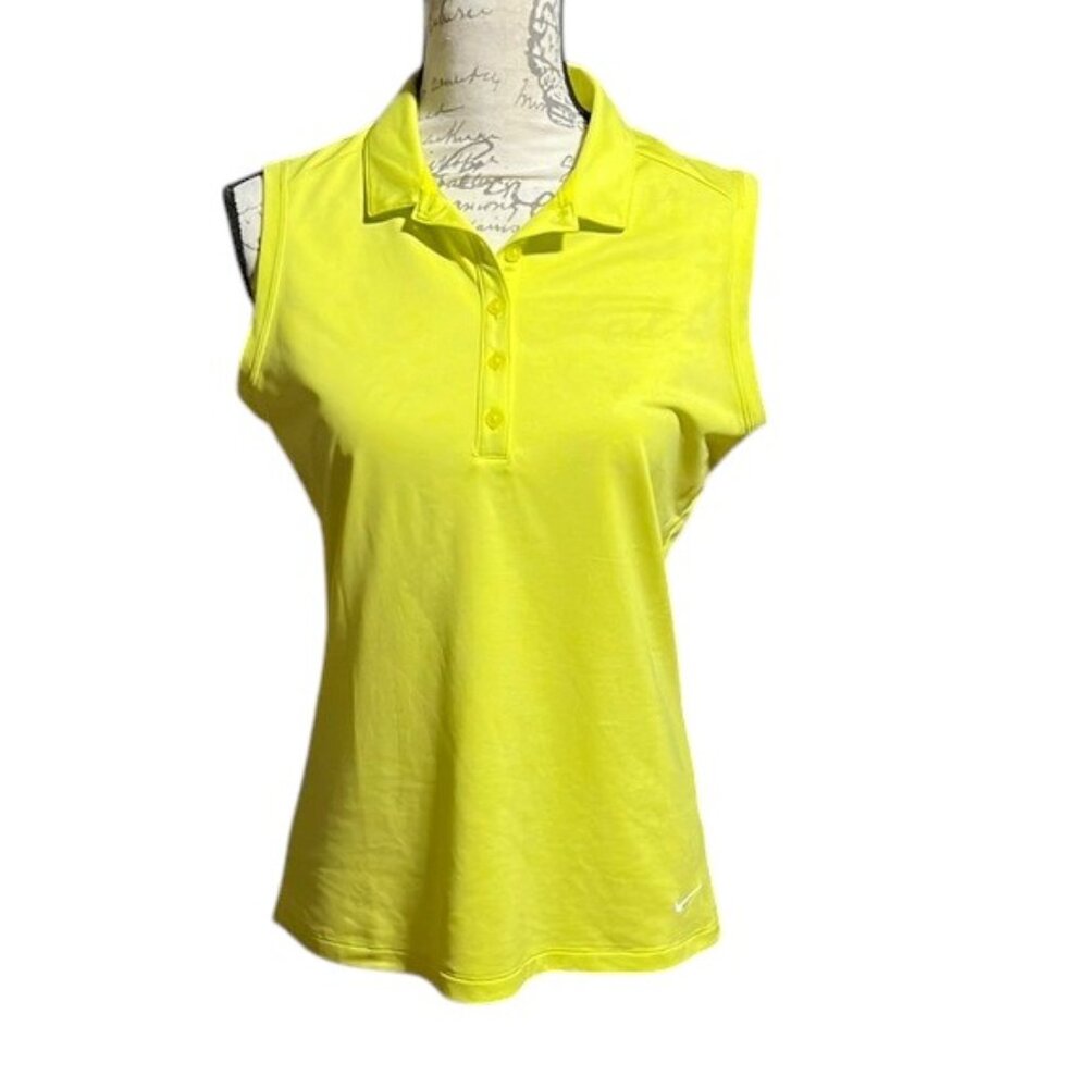NWOT Nike Golf Dri-Fit Yellow Sleeveless Golf Polo Shirt